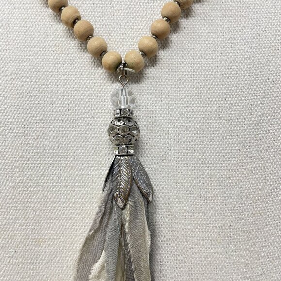 Sari Tassel Necklace Long Wood Beads Adjustable Natural Boho‎ - Picture 3 of 8